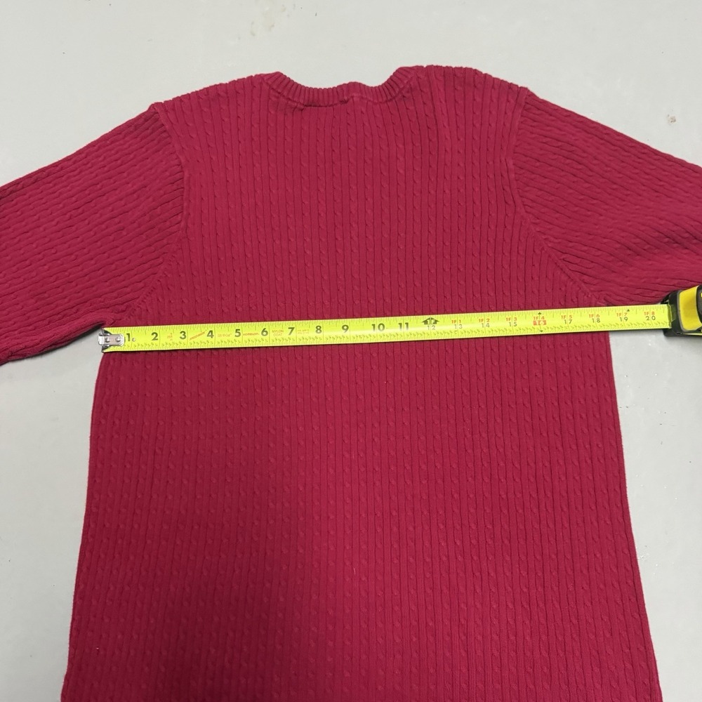 Jeanne Pierre Woman 2X Red Cable Knit Sweater Crew Neck Pullover Cotton - Picture 5 of 6